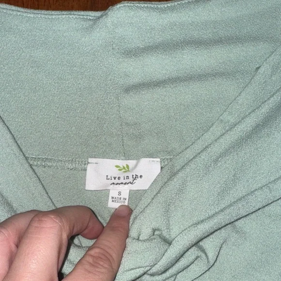 Live in the Moment Light Green Off-Shoulder Women's Top - Picture 4 of 5